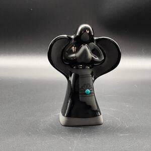 Vintage Angel Southwest Art by Lawrence Vargas Pottery Natural Turquoise SIGNED